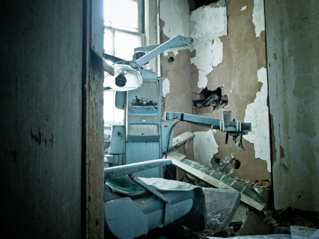 abandoned forest haven asylum creepy dental chair