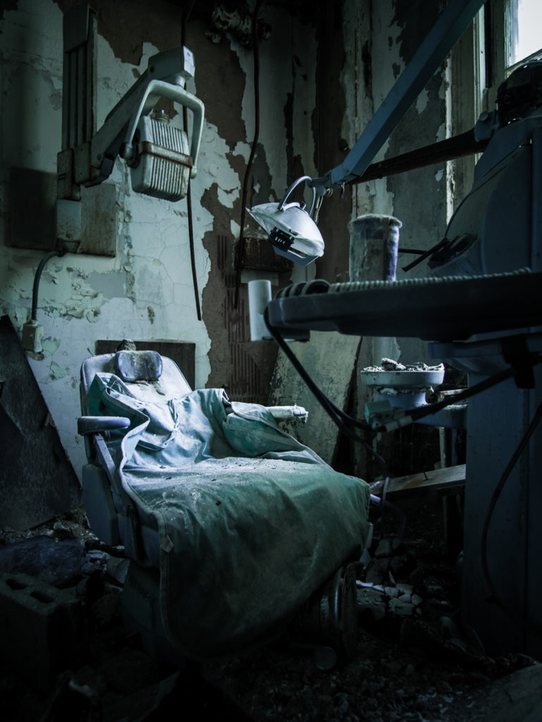 abandoned forest haven asylum creepy dental chair