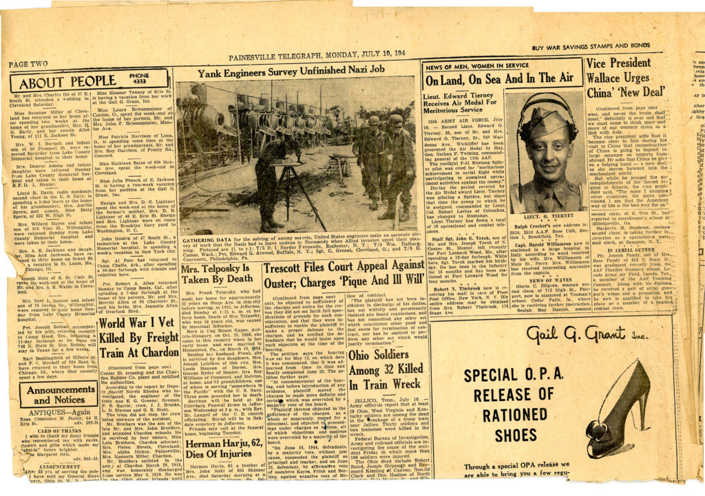 1940s painesville ohio newspaper