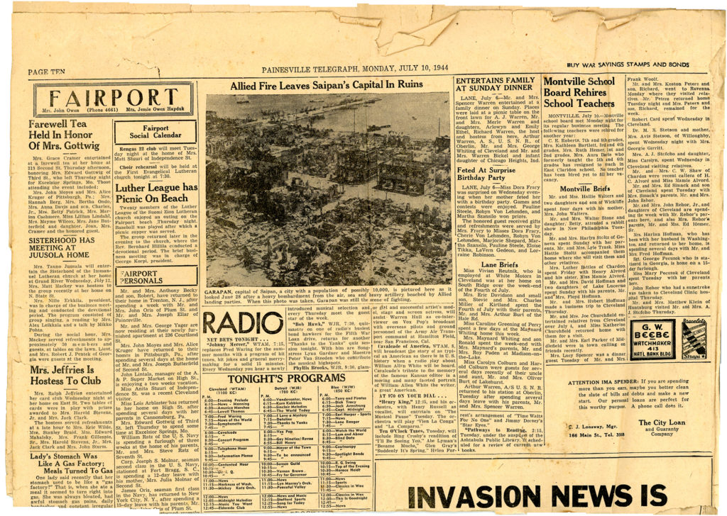 1940s painesville ohio newspaper