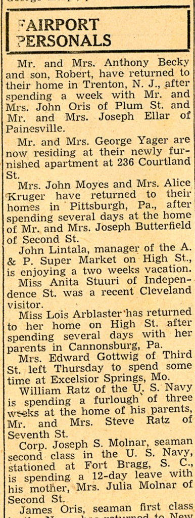 1940s painesville ohio newspaper