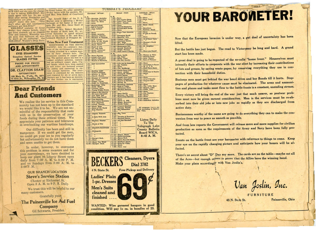 1940s painesville ohio newspaper