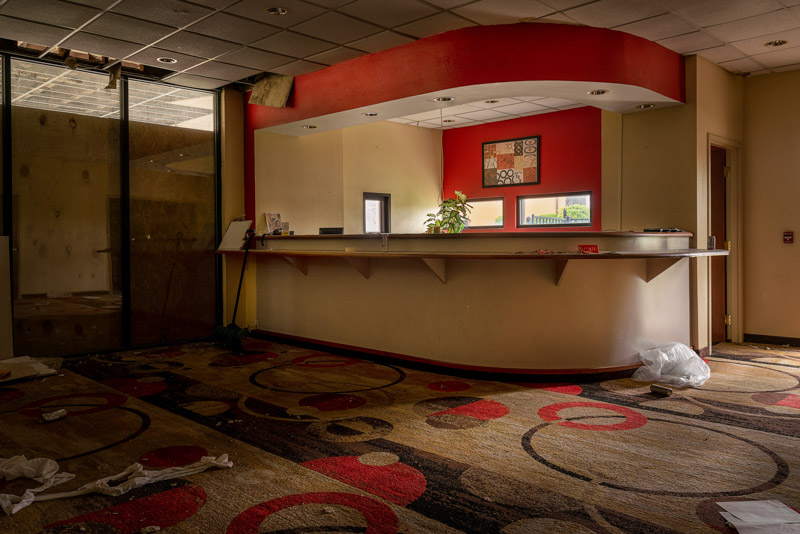 abandoned hotel lobby