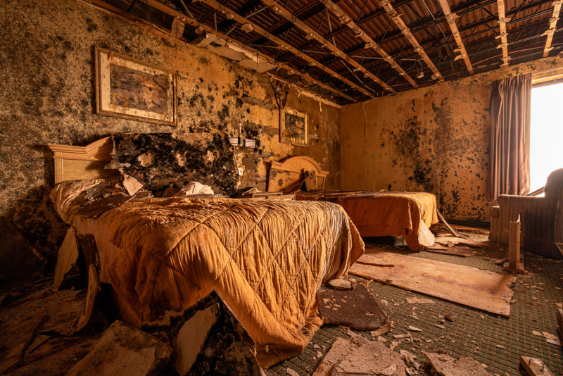 abandoned hotel room