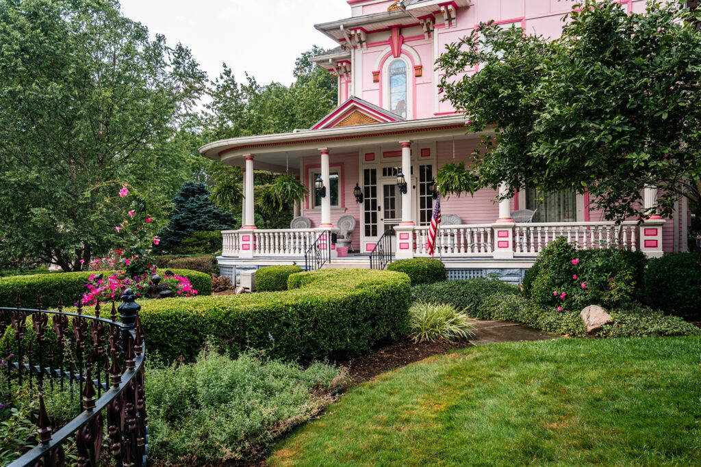pink victorian freedlander house in wooster ohio
