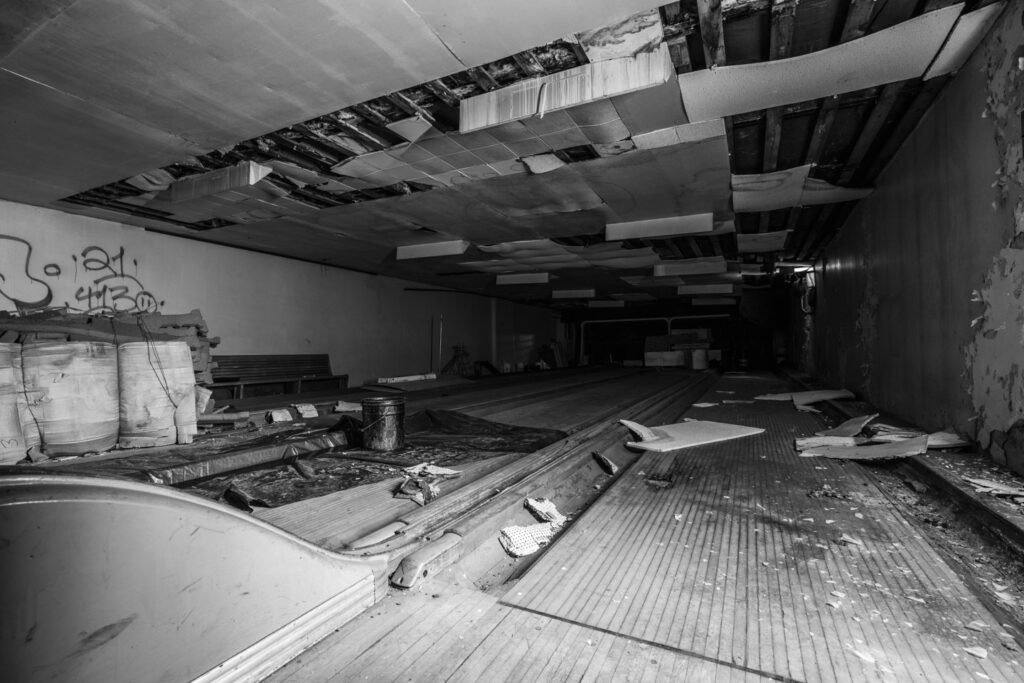 abandoned bowling alley
